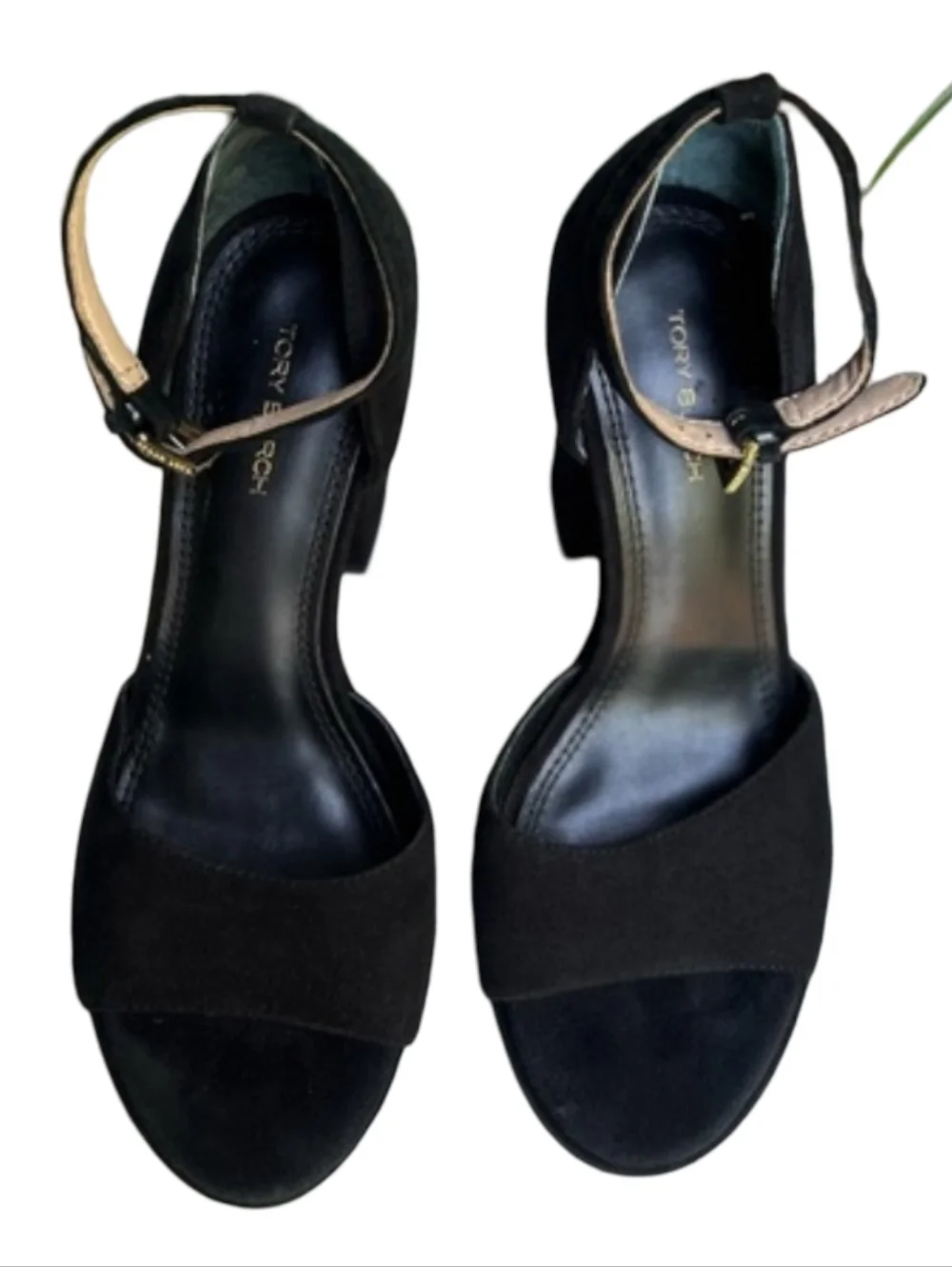 Tory Burch Black Suede Platform Block Heel Sandals